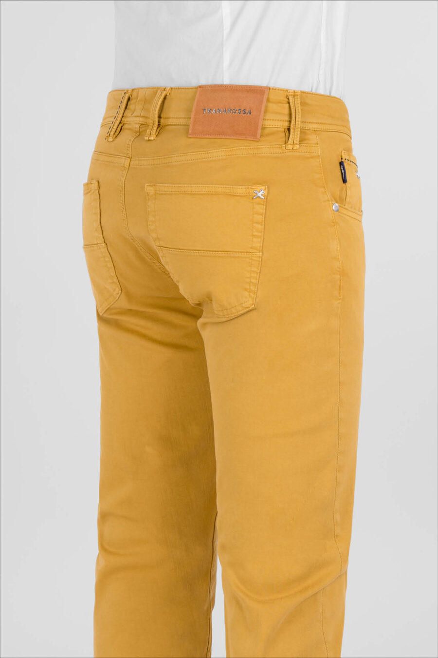 MICHELANGELO ZIP SS REGULAR STRETCH COTTON GABARDINE PANTS YELLOW - immagine 5