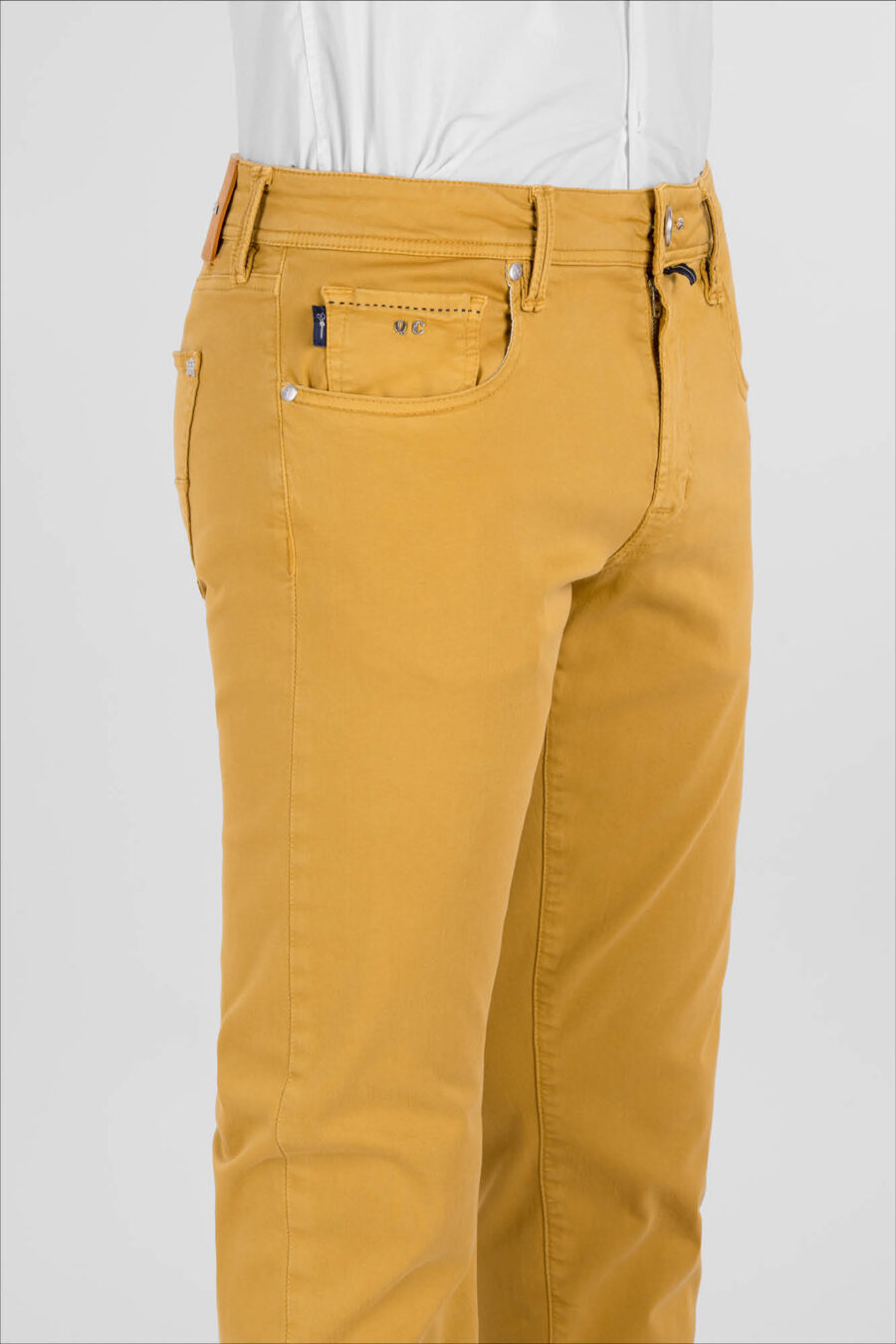 MICHELANGELO ZIP SS REGULAR STRETCH COTTON GABARDINE PANTS YELLOW - immagine 4