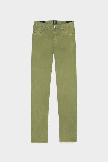 MICHELANGELO ZIP SS REGULAR STRETCH COTTON GABARDINE PANTS GREEN