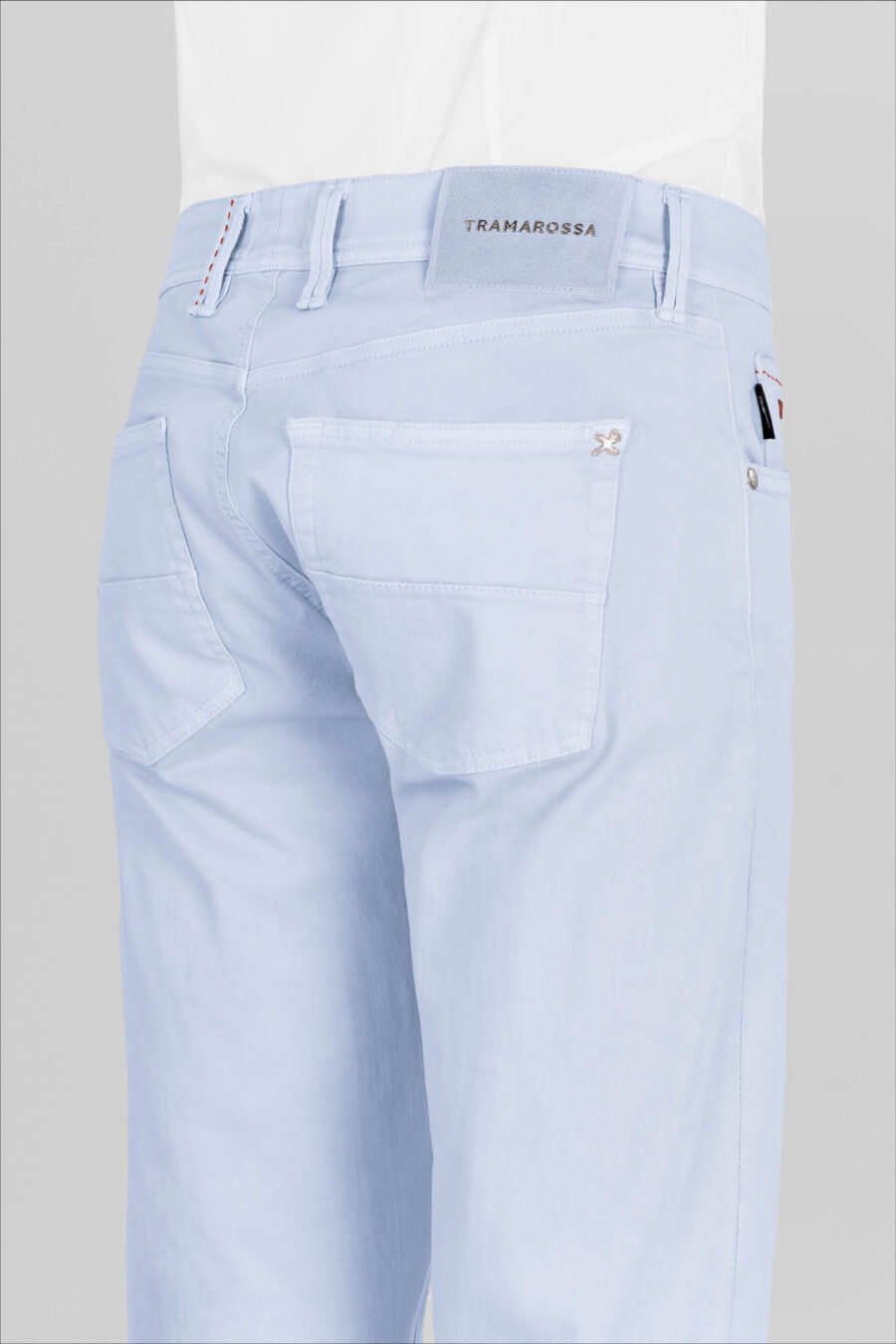 PANTALONE MICHELANGELO ZIP SS REGULAR IN GABARDINA LEGGERA DI COTONE STRETCH BLU CHIARO - immagine 4