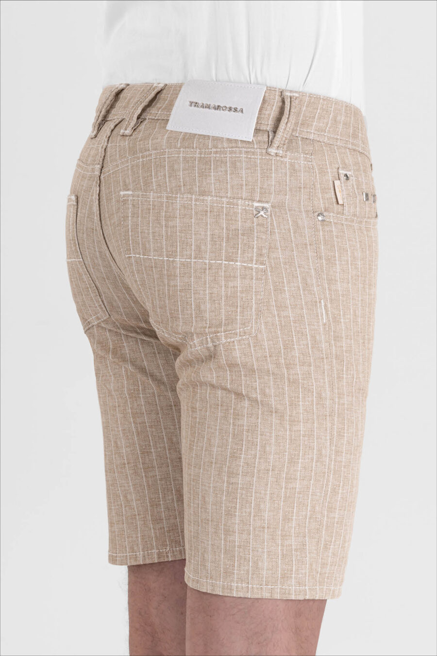 ASCANIO SHORT PANTS IN BEIGE PRINTED DENIM - Image 3