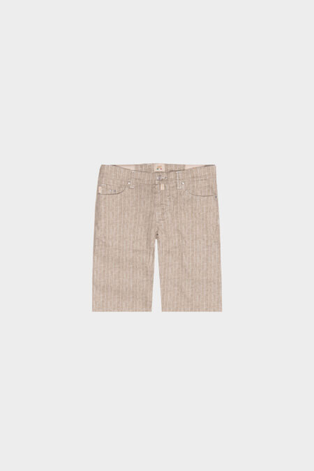 ASCANIO SHORT PANTS IN BEIGE PRINTED DENIM