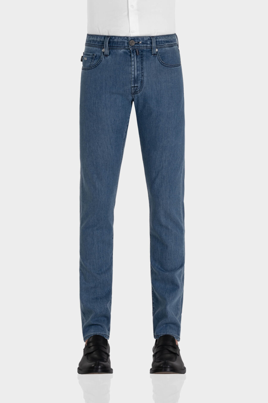 JEANS MICHELANGELO ZIP REGULAR IN DENIM SETA BLU MEDIO