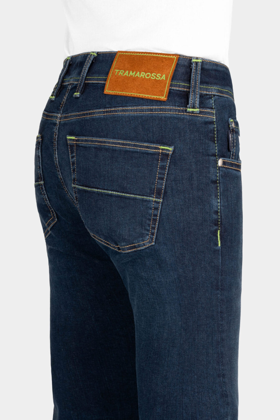 JEANS MICHELANGELO ZIP SS SLIM COLOUR STITCH IN DENIM STRETCH BLU MEDIO - immagine 5