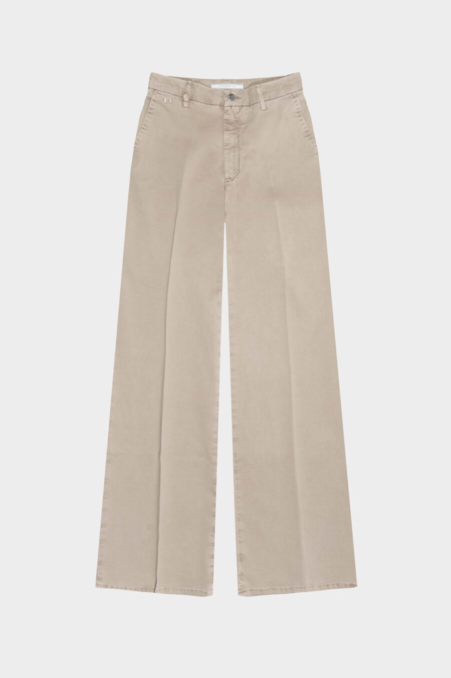 PANTALONE AMELIA WIDE LEG IN GABARDINA DI COTONE BEIGE