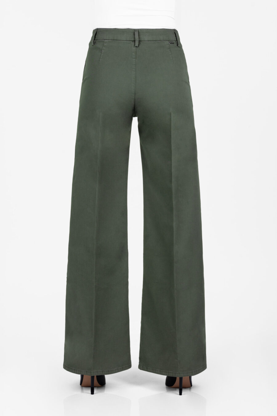 PANTALONE AMELIA WIDE LEG IN GABARDINA DI COTONE VERDE - immagine 7