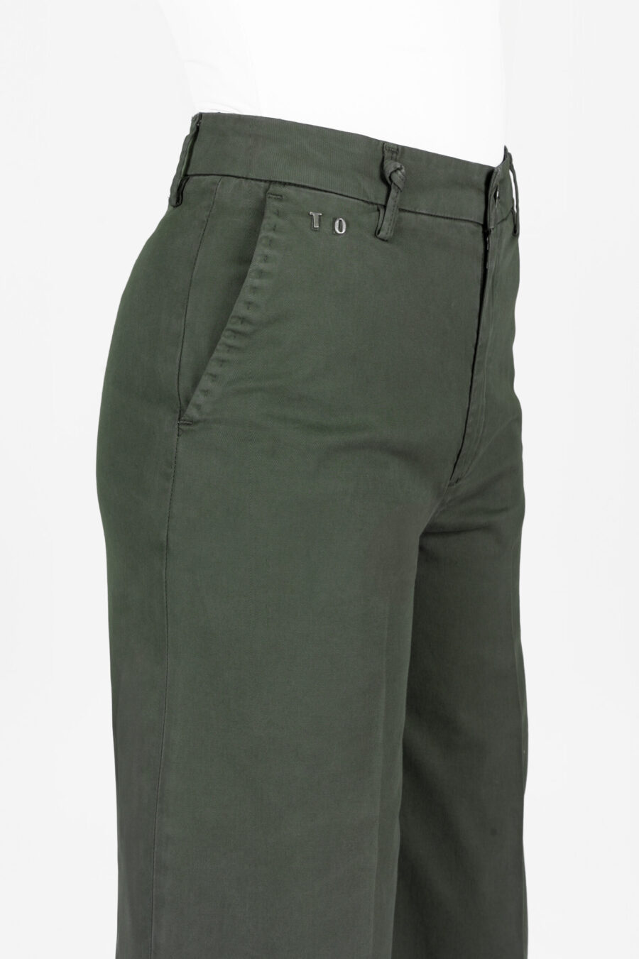 PANTALONE AMELIA WIDE LEG IN GABARDINA DI COTONE VERDE - immagine 9
