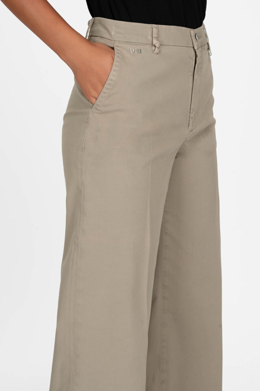 PANTALONE AMELIA WIDE LEG IN GABARDINA DI COTONE BEIGE - immagine 5