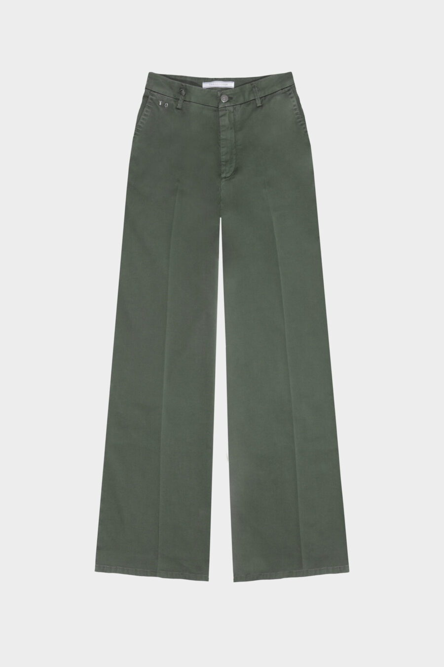 PANTALONE AMELIA WIDE LEG IN GABARDINA DI COTONE VERDE