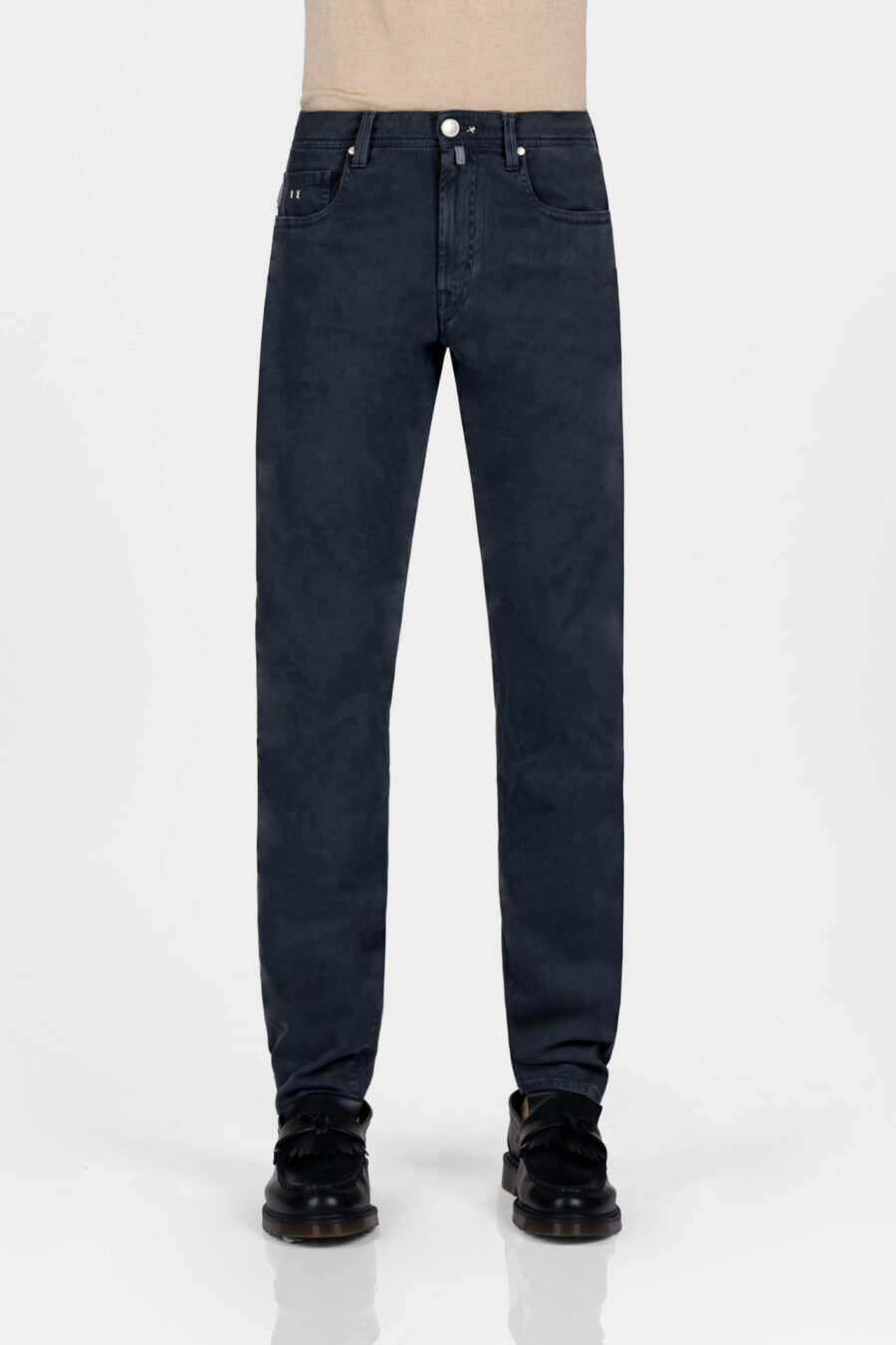 MICHELANGELO ZIP REGULAR JEANS IN DARK BLUE COTTON BULL - immagine 2