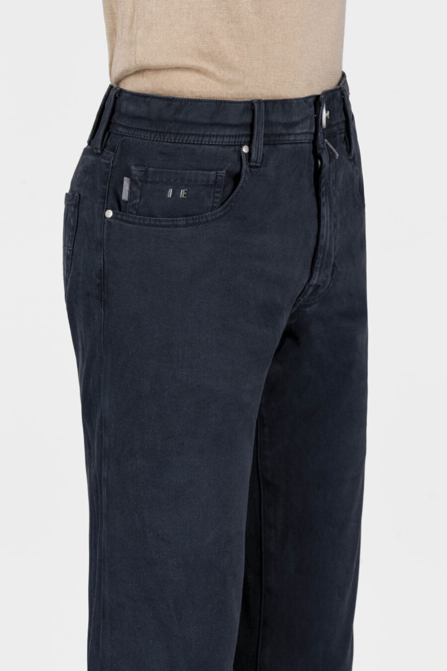 MICHELANGELO ZIP REGULAR JEANS IN DARK BLUE COTTON BULL - immagine 4