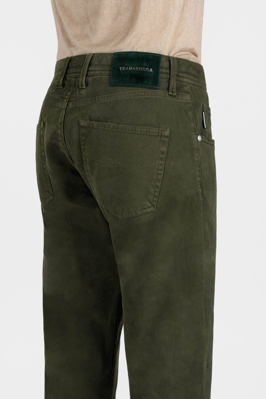 MICHELANGELO ZIP REGULAR JEANS IN GREEN COTTON BULL - immagine 5