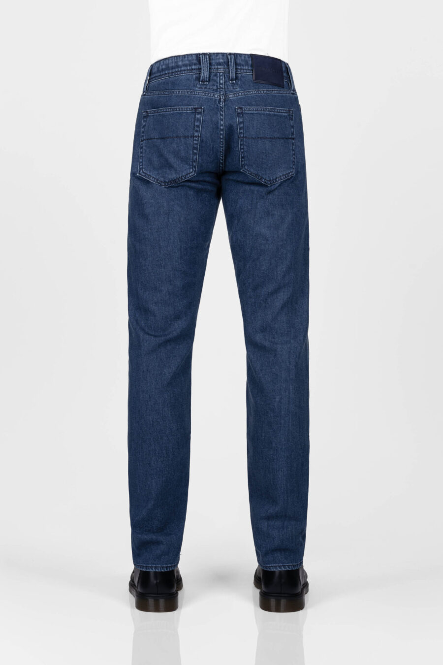 MICHELANGELO JEANS ZIP REGULAR CORTINA IN MEDIUM BLUE DENIM - immagine 3