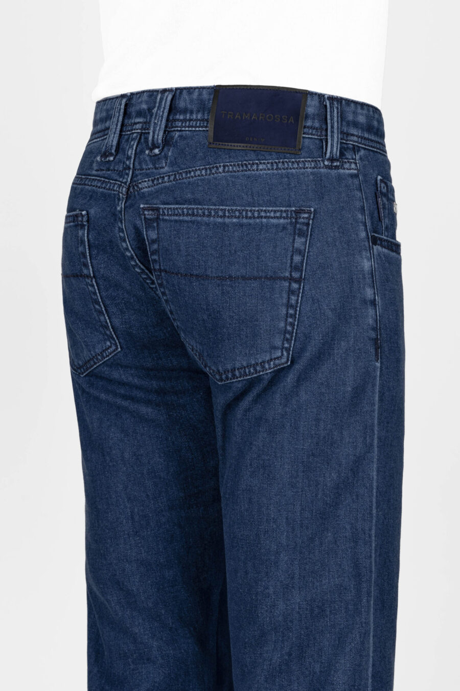 MICHELANGELO JEANS ZIP REGULAR CORTINA IN MEDIUM BLUE DENIM - immagine 5