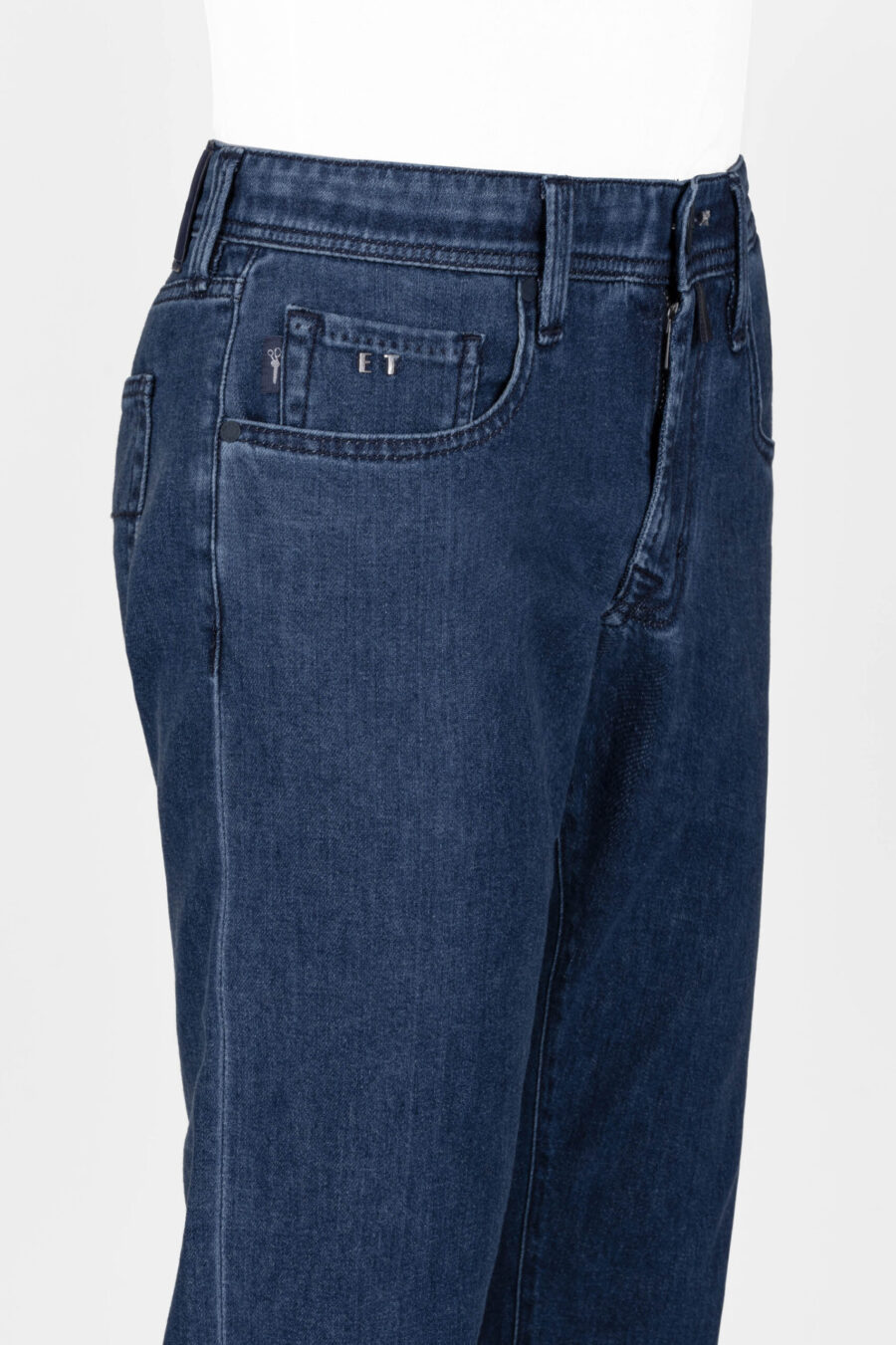 MICHELANGELO JEANS ZIP REGULAR CORTINA IN MEDIUM BLUE DENIM - immagine 4