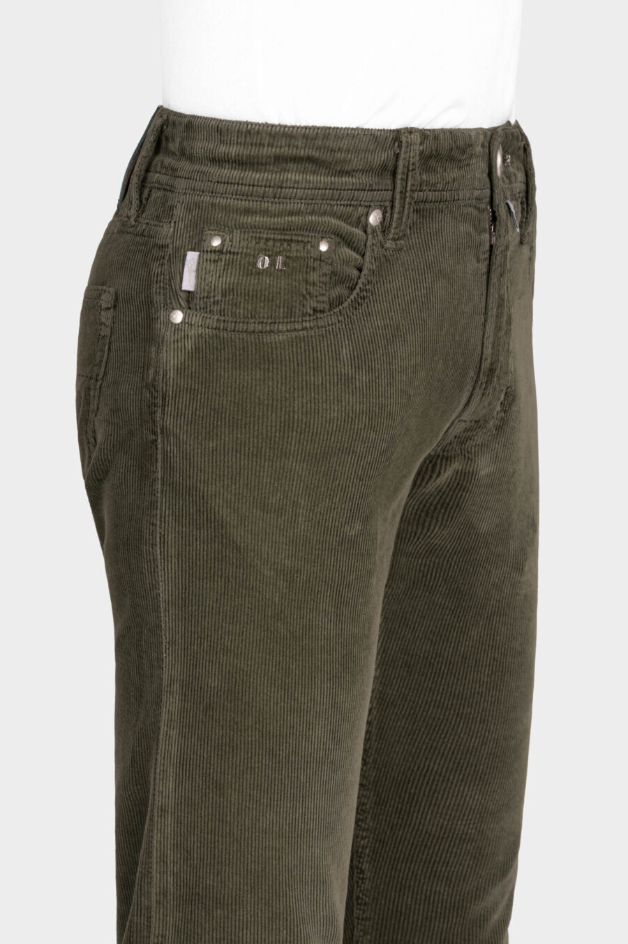 MICHELANGELO ZIP REGULAR VELVET JEANS 1000 STRIPES GREEN - immagine 4