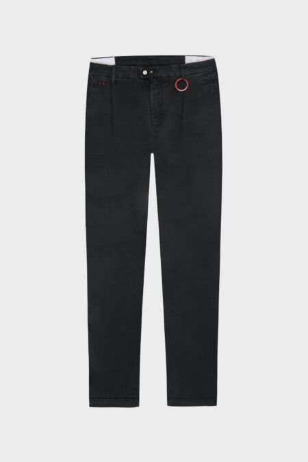 PANTALONE ALBERTO CARROT IN GABARDINA DI COTONE NERO