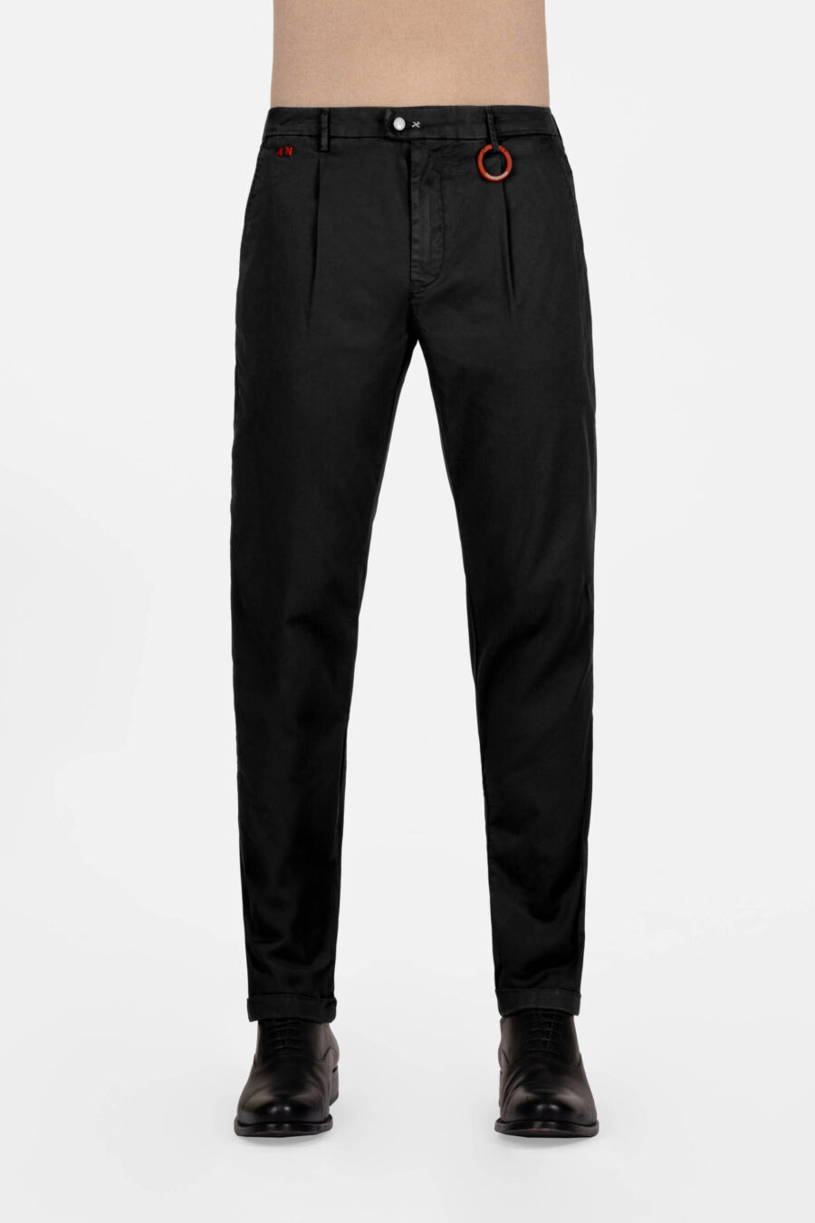 ALBERTO CARROT PANTS IN BLACK COTTON GABARDINE - immagine 2