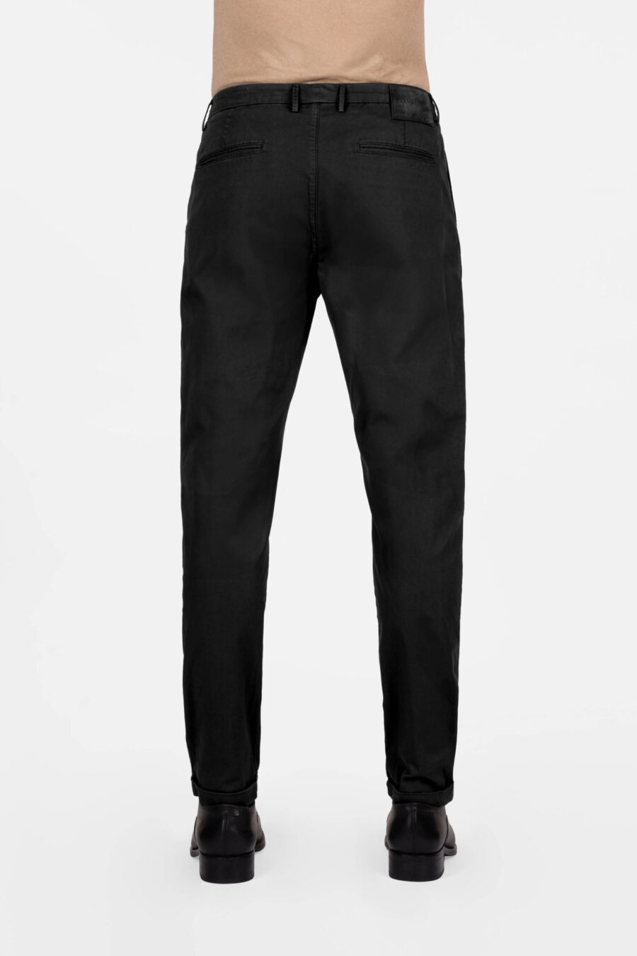 ALBERTO CARROT PANTS IN BLACK COTTON GABARDINE - immagine 3