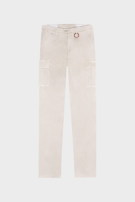 AMERIGO SLIM PANTS IN BEIGE COTTON GABARDINE