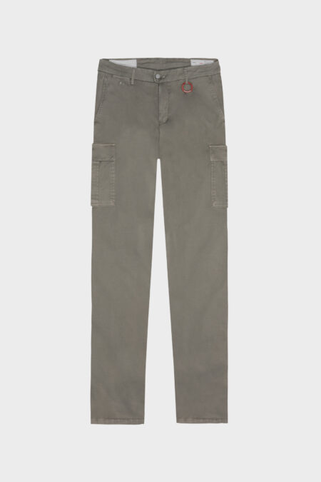 AMERIGO SLIM PANTS IN GREEN COTTON GABARDINE