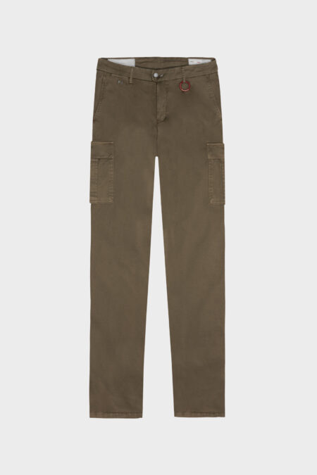AMERIGO SLIM PANTS IN GREEN COTTON GABARDINE