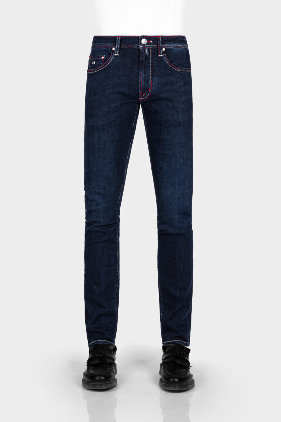 LEONARDO ZIP SS SLIM STRETCH DENIM BLUE JEANS - Image 2