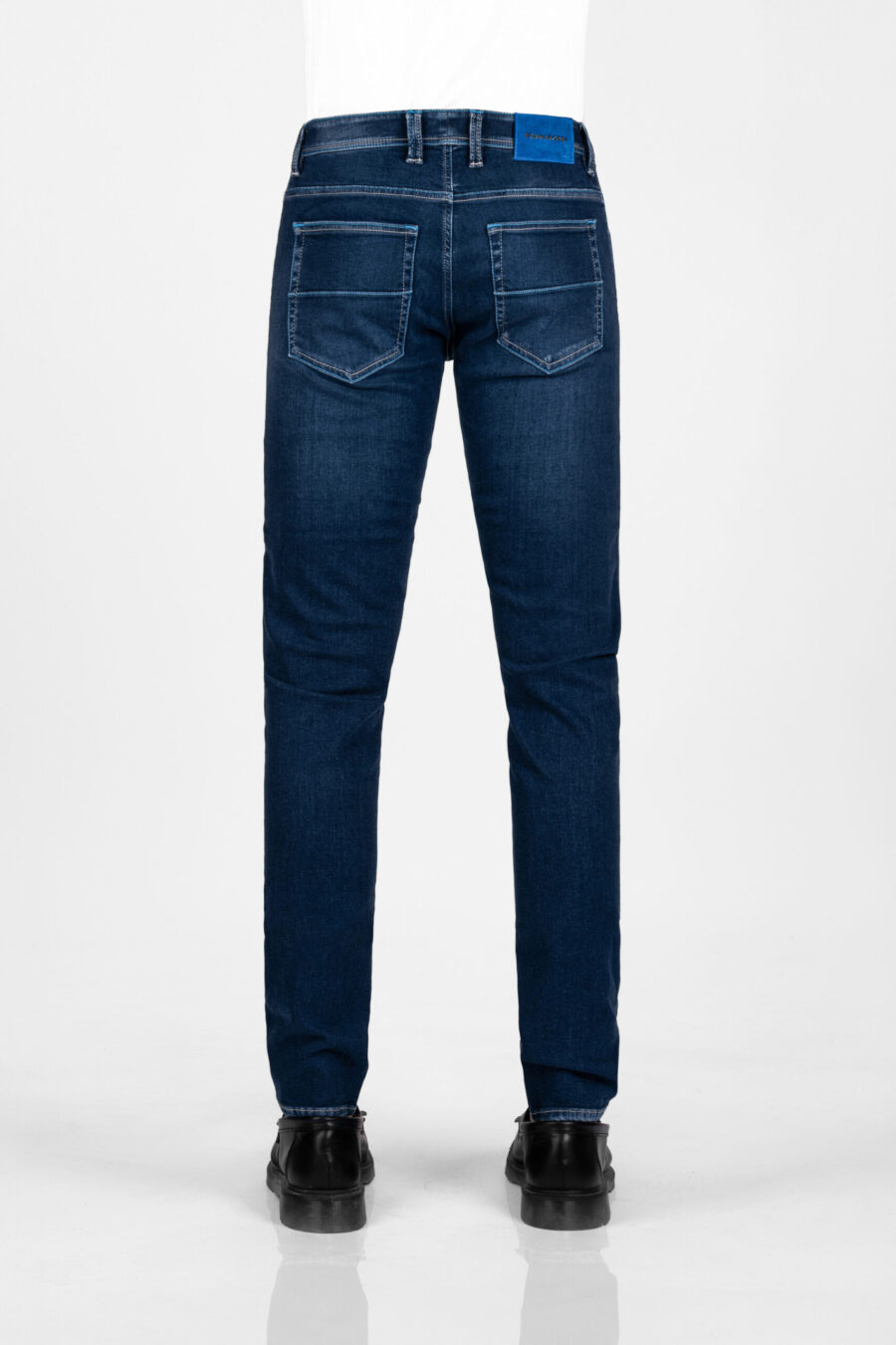LEONARDO ZIP SS SLIM MEDIUM BLUE STRETCH DENIM JEANS - immagine 3