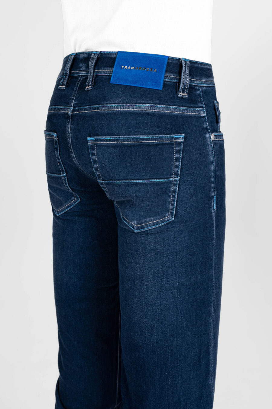 LEONARDO ZIP SS SLIM MEDIUM BLUE STRETCH DENIM JEANS - immagine 4
