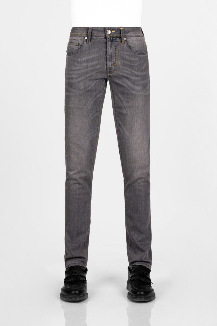 JEANS LEONARDO ZIP SS SLIM IN DENIM STRETCH GRIGIO - immagine 2