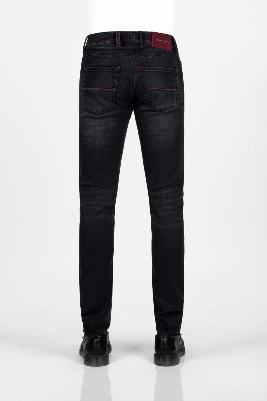LEONARDO ZIP SS SLIM BLACK STRETCH DENIM JEANS - Image 3