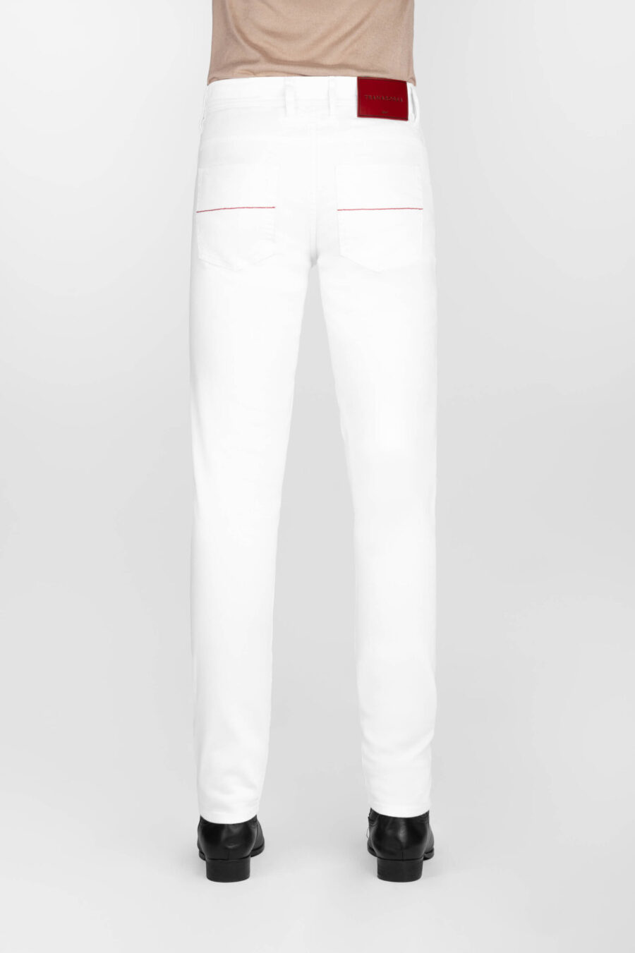PANTALONE MICHELANGELO REGULAR IN BULL DI COTONE BIANCO - immagine 3