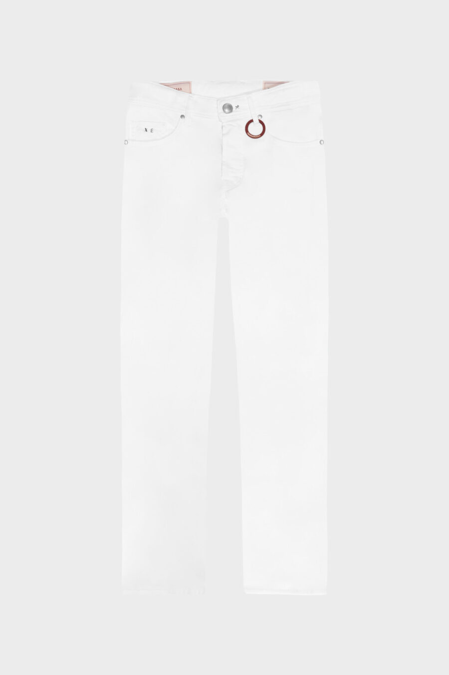 PANTALONE MICHELANGELO REGULAR IN BULL DI COTONE BIANCO