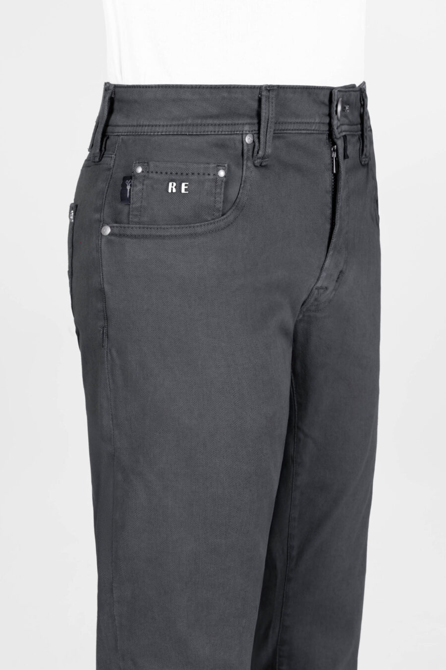 MICHELANGELO ZIP SS STRETCH PRINTED COTTON GABARDINE PANTS GREY - Image 5