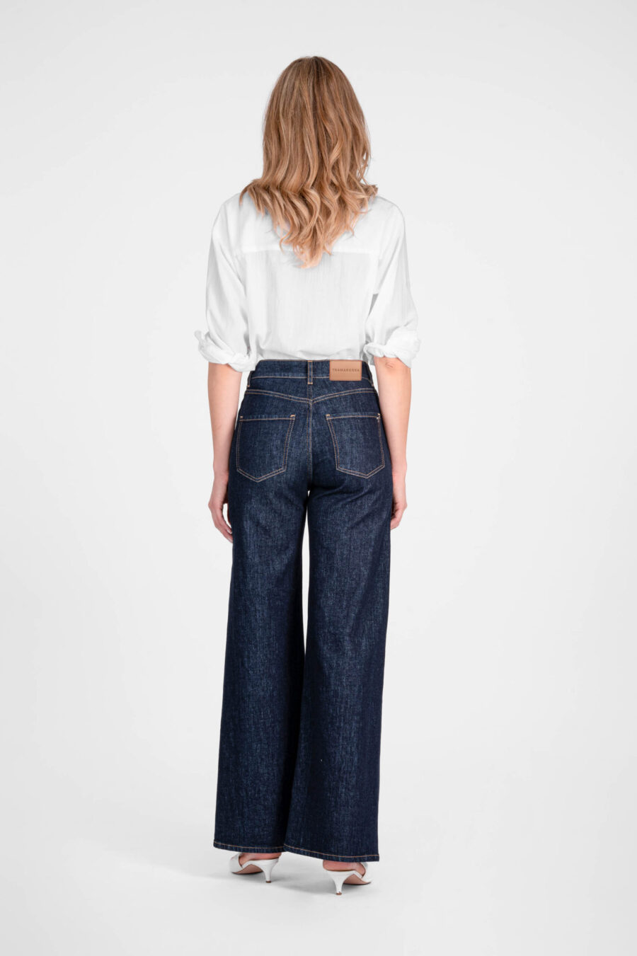 MONICA WIDE LEG DARK BLUE DENIM JEANS - Image 3