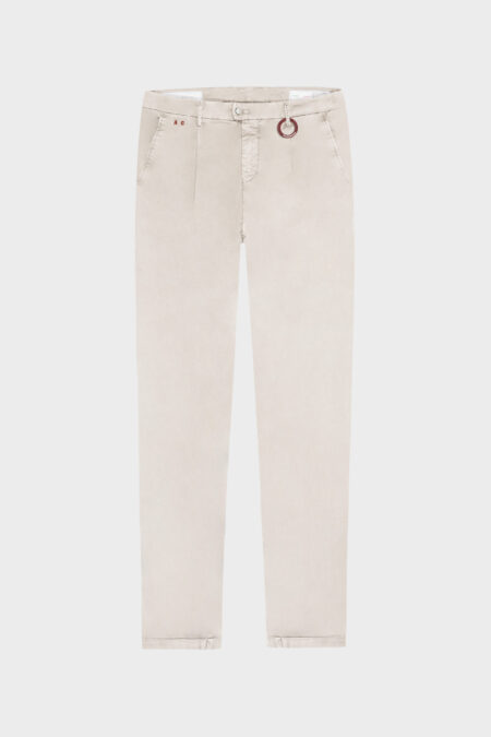 PANTALONE ALBERTO CARROT IN GABARDINA DI COTONE BEIGE