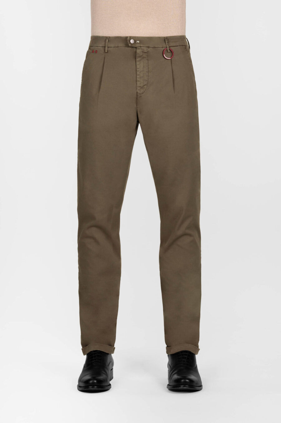 PANTALONE ALBERTO CARROT IN GABARDINA DI COTONE VERDE - immagine 2