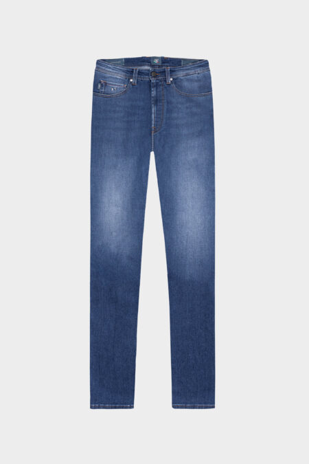 JEANS LEONARDO ZIP SS SLIM IN DENIM STRETCH BLU CHIARO