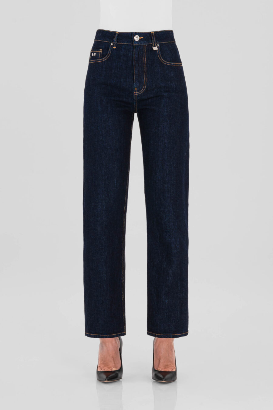 MONICA STRAIGHT DARK BLUE DENIM JEANS - immagine 4