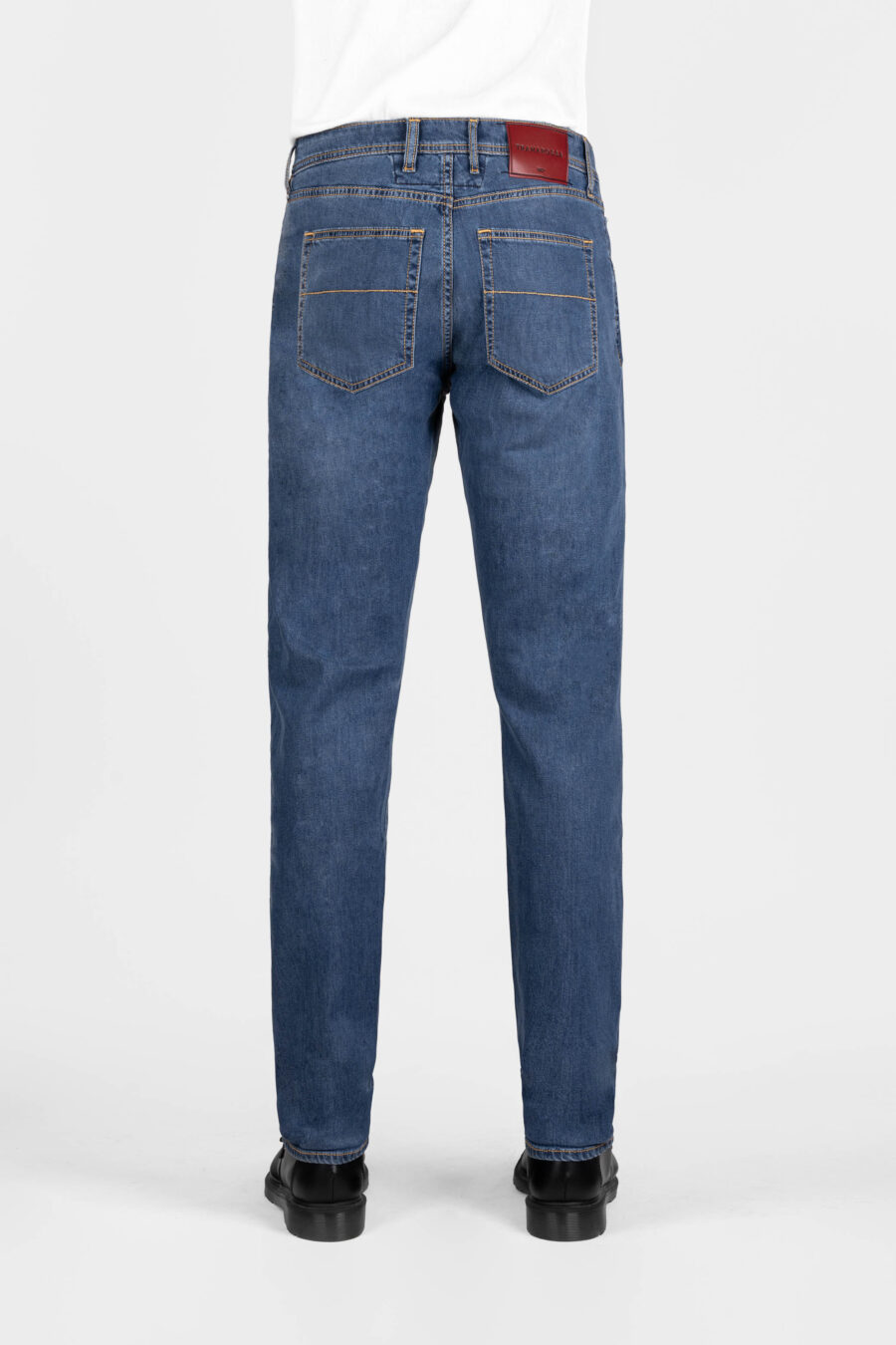 MICHELANGELO REGULAR JEANS IN MEDIUM BLUE SILK DENIM - immagine 3