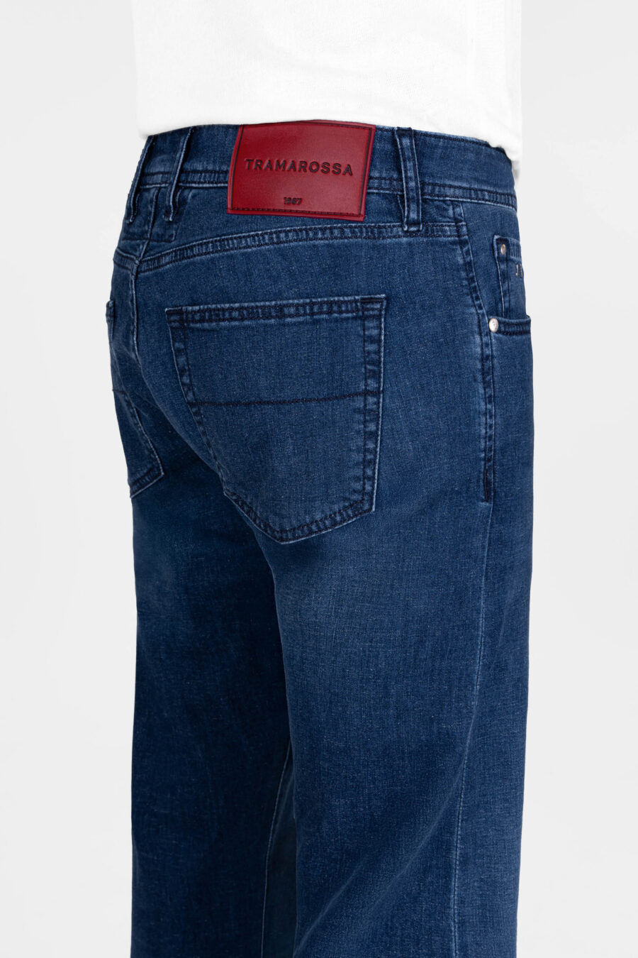 MICHELANGELO REGULAR DARK BLUE LINEN DENIM JEANS - Image 4