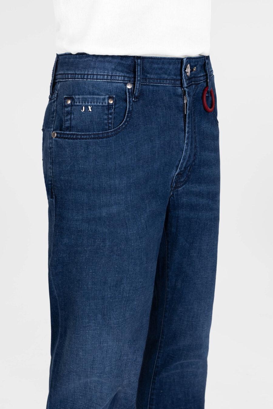MICHELANGELO REGULAR DARK BLUE LINEN DENIM JEANS - Image 5