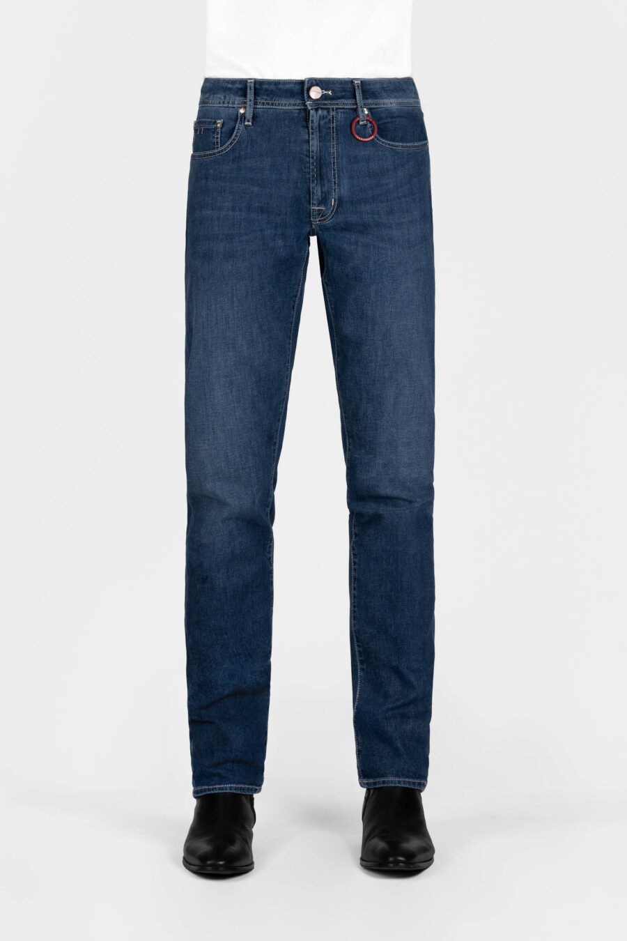 MICHELANGELO REGULAR JEANS IN MEDIUM BLUE LINEN DENIM - immagine 2
