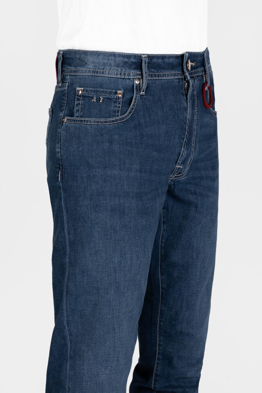 MICHELANGELO REGULAR JEANS IN MEDIUM BLUE LINEN DENIM - immagine 5