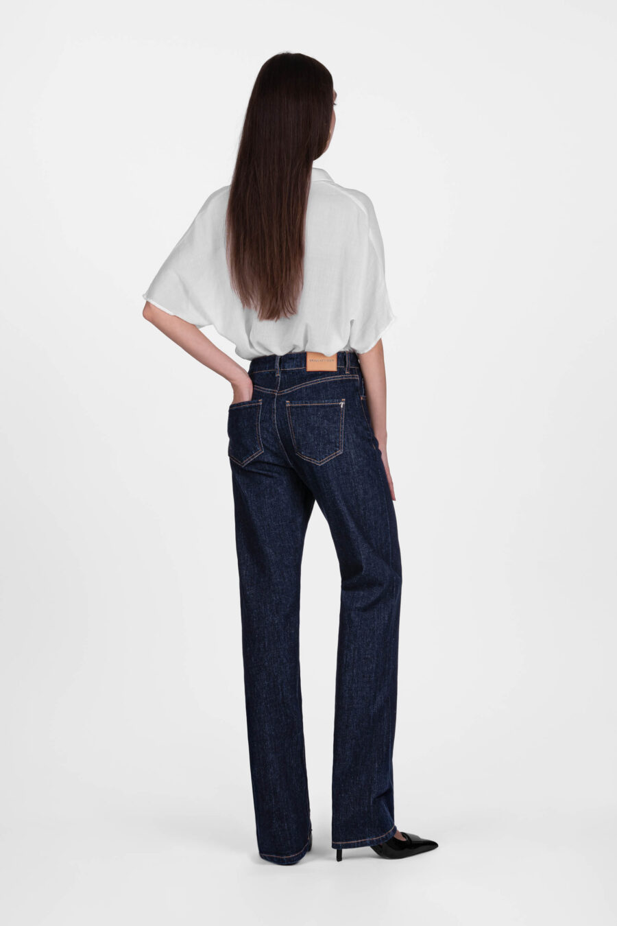 MONICA STRAIGHT DARK BLUE DENIM JEANS - immagine 3