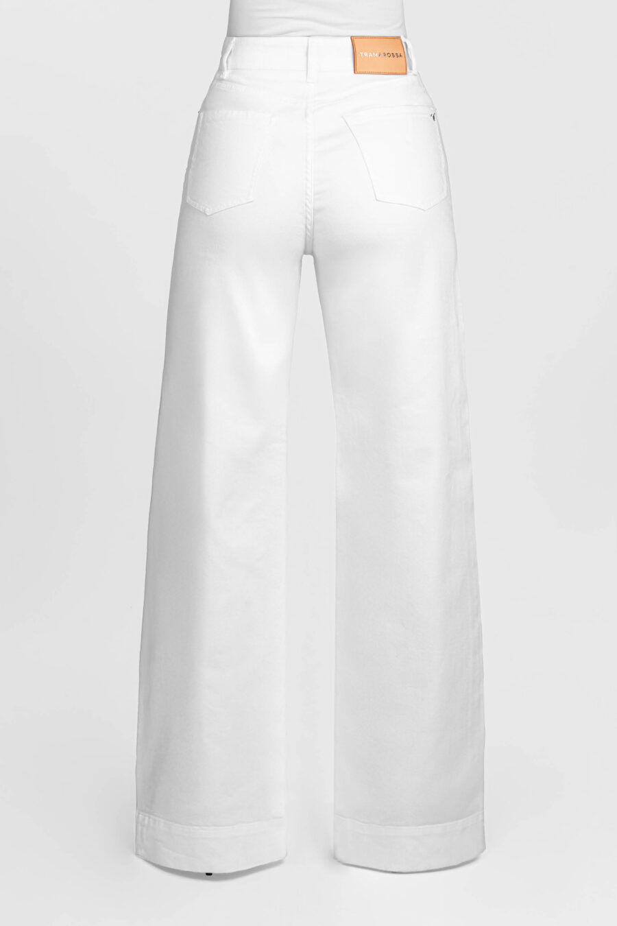PANTALONE VIOLA WIDE LEG IN BULL DI COTONE BIANCO - immagine 5