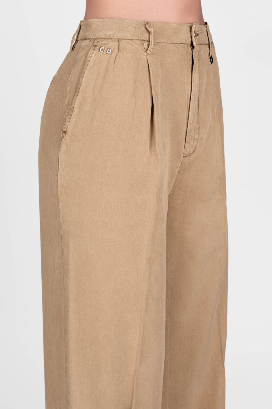 PANTALONE AURELIA WIDE LEG GABARDINA DI COTONE SUPER LEGGERO MARRONE - immagine 7