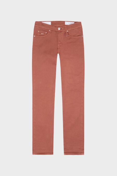 LEONARDO SLIM PANTS IN RED COTTON BULL