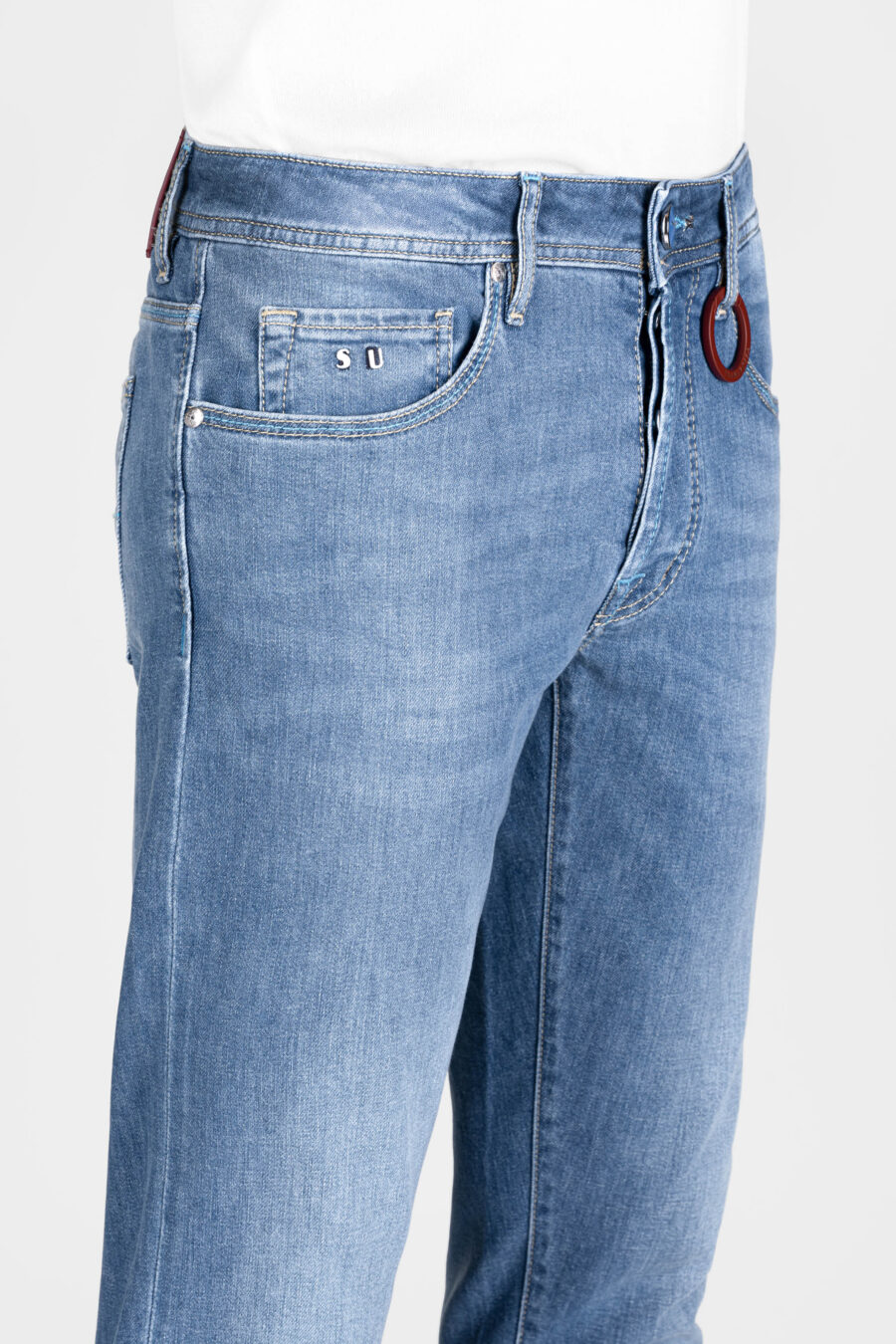 LEONARDO SLIM JEANS IN LIGHT BLUE DENIM - Image 5
