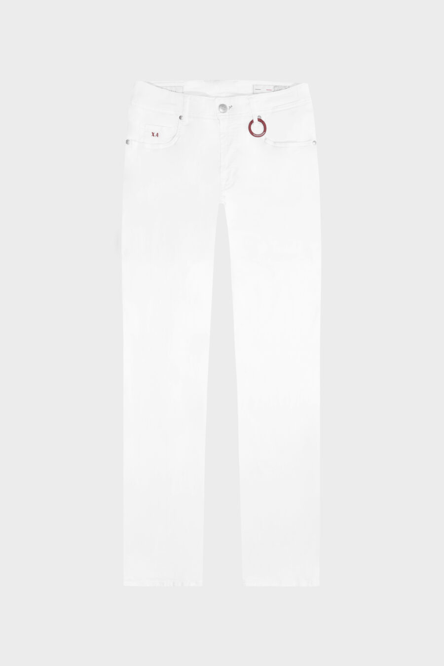 PANTALONE LEONARDO SLIM IN GABARDINA DI COTONE STRETCH BIANCO